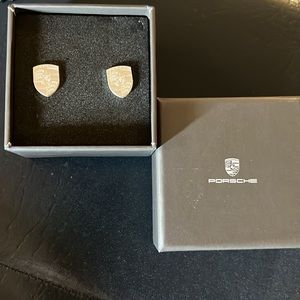 Porsche Design Silver Crest Shield post earrings